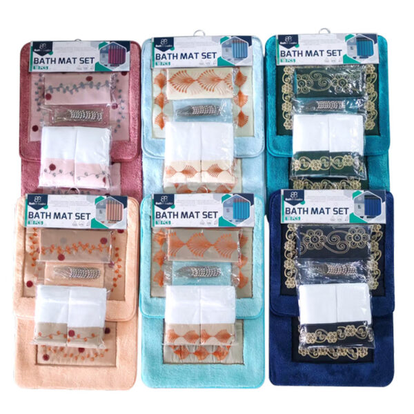 18PCS TUFTED FLOCKING BATH RUG SET-8
