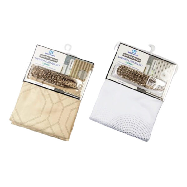 POLYESTER SPARKLE SH CURTAIN W/RINGS- 12