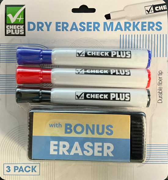 MARKER WITH 3 ERASER 3PK