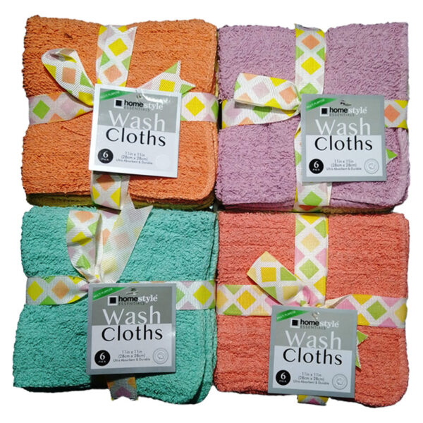 6PK 11" X 11" TERRY WASH CLOTH-72 11OZ