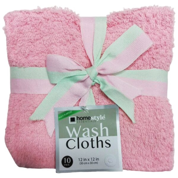 10PK 12"X12" WASH CLOTH WHITE-24 12.5OZ
