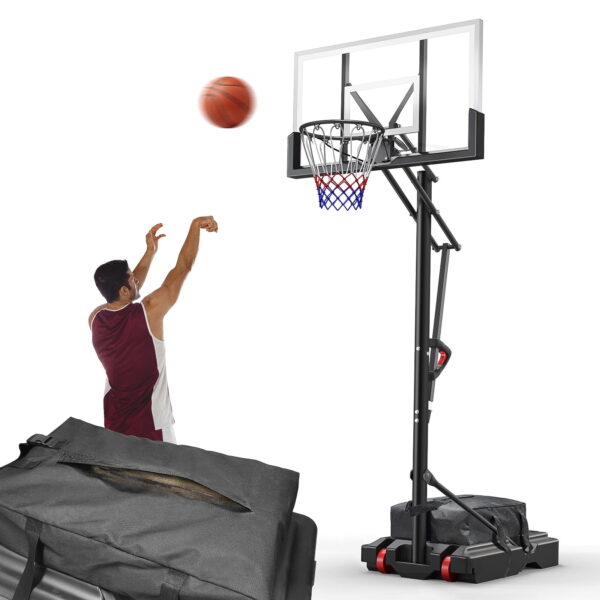 VIRNAZ 44 in. Portable Basketball Hoop & Goal with Quickly Height Adjusted 7.6 - 10 ft. for Outdoor Indoor Court