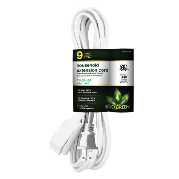 GOGREEN 24709 INDOOR EXTENSION CORD - 9 FT