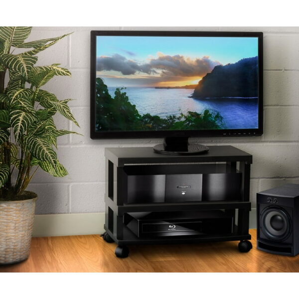 Aleratec 3-Tier LCD LED TV Stand Wheeled Entertainment Center