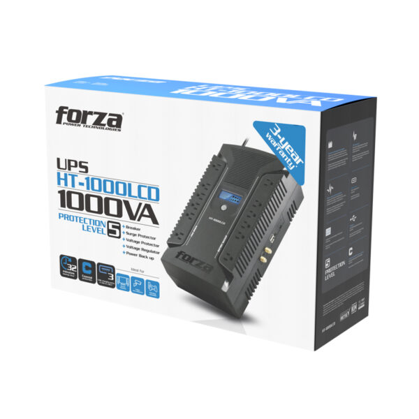 Forza HT Series HT-1000LCD - UPS - AC 120 V Forza 600 Watt 1000 VA 9 Ah output connectors: 12
