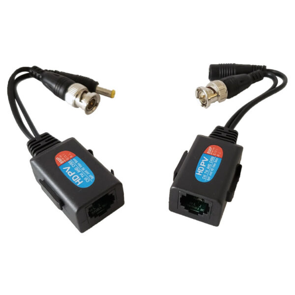 IgreemanPair Passive Video Balun BNC to RJ45 Adapter with Power, 1080P-5MP / TRANSCEIVER