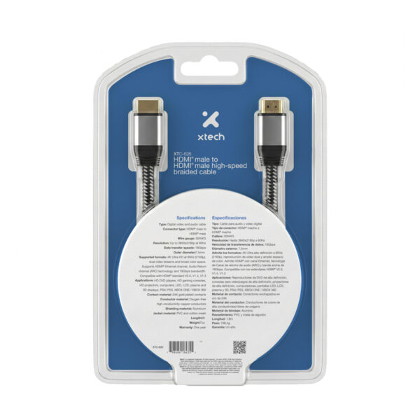 Xtech - High Speed - HDMI cable with Ethernet Xtech HDMI male to HDMI male 1.83 m 4K60Hz (3840 x 2160) support