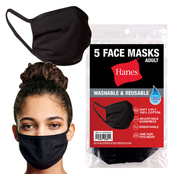 BLACK MASK 5PK COTTON
