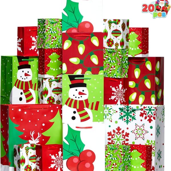 PARTY SOLUTIONS GIFT BAG 10 X 5 X 13 CHRISTMAS SATIN HANDLE ASSORTED DESIGNS 36420