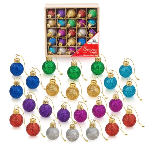 CHRISTMAS ORNAMENT MINI BALL 6 PK 1 INCH ASSORTED COLORS 22545