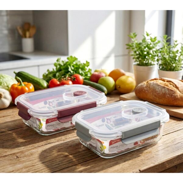 RECTANGL GLAS FOOD CONTNRW VENT21.6OZ-24