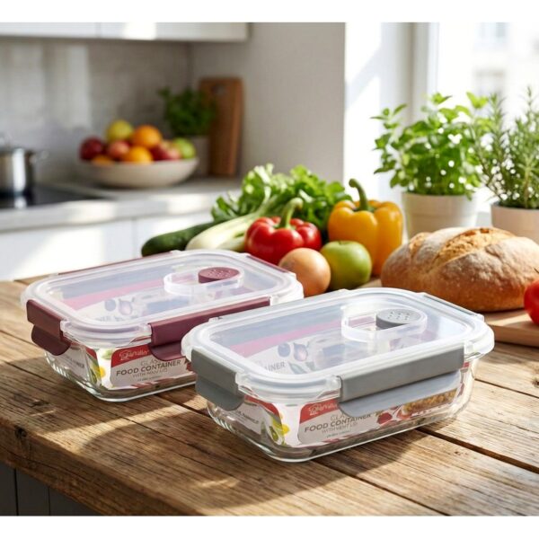 RECTNGL GLAS FOOD CONTNRW/VENT35.5OZ-12