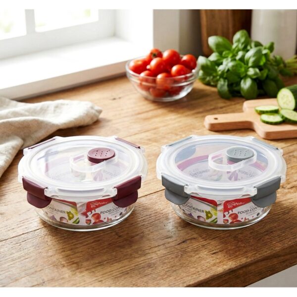 ROUND GLAS FOODCONTNRW/VENT LID13.5OZ-24