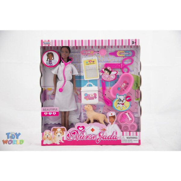 11.5in Nurse Ethnic Jada Doll W/ Pet & Accss In
Window Box