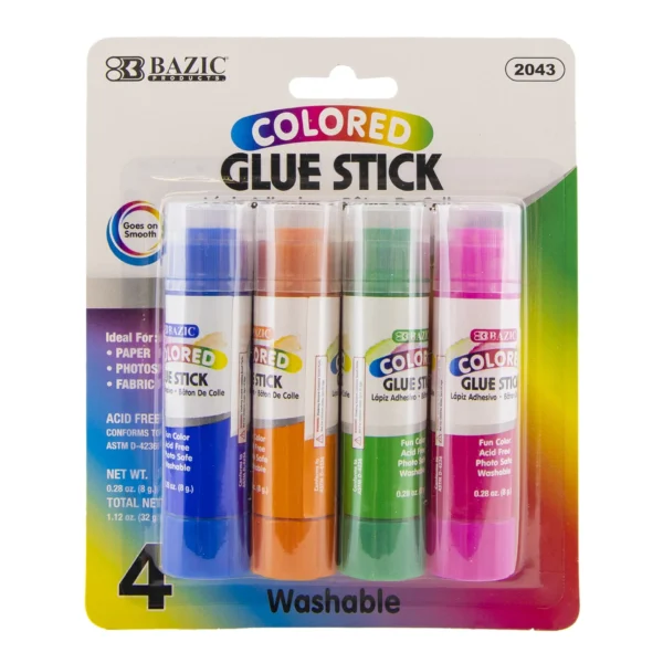 0.28 oz (8g) 4 Washable Colored Glue Stick