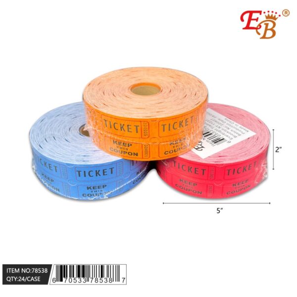 2"X2" 1000PC RAFFLE TICKET DOUBLE ROLL 24PC/CS