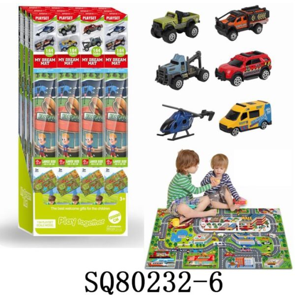 1:64 2PC CARS WITH CITY CARPET 24PCS