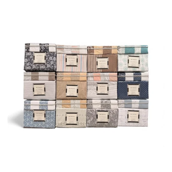 6-PC ASSORTED PRINTED SHEET SET QUEEN SI E- 12/BOX