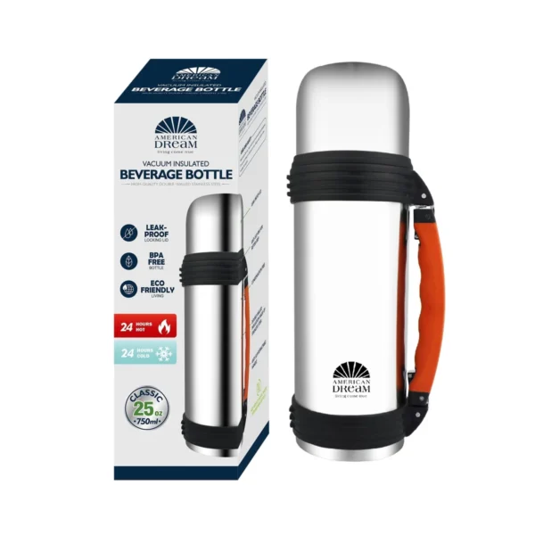 750ml/25oz Double Wall S.S. Travel Bottle with Handle (12)