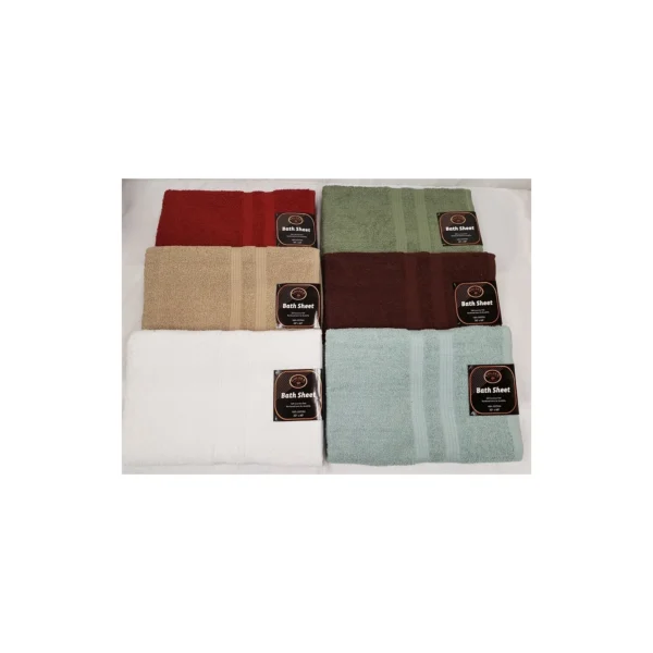 "BATH SHEET ASSORTED COLORS(30X60) 100% COTTON- 24/BOX"