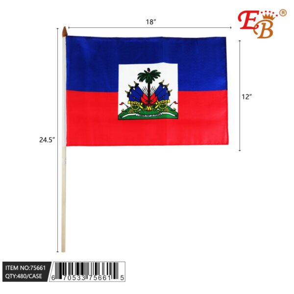 12"X18" HAITI HAND FLAG 480PC 40DZ/CS