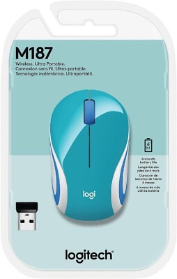 LOGITECH M187 WIRELESS OPTICAL MOUSE, BRIGHT TEAL (910-005363)