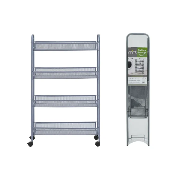 Matte Grey - 4 Tier Mesh Basket Cart with 4 Wheels (6)