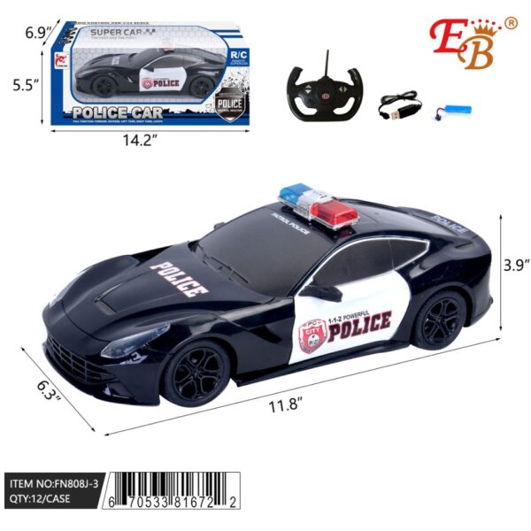1:14 RC POLICE CAR W/ RECHARGEBALE BATTERY