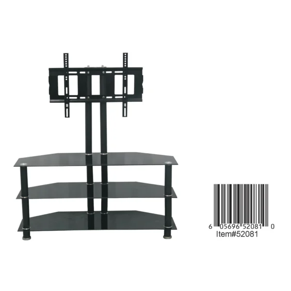 TV STAND- STEEL FRAME W/ WOOD TRIM (60X20.5X51) W/ ATTACHED TV MOUNT