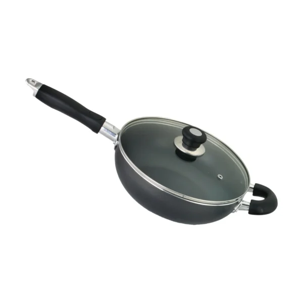6.5Qt Non-stick Wok with Handle and Glass Lid (6)