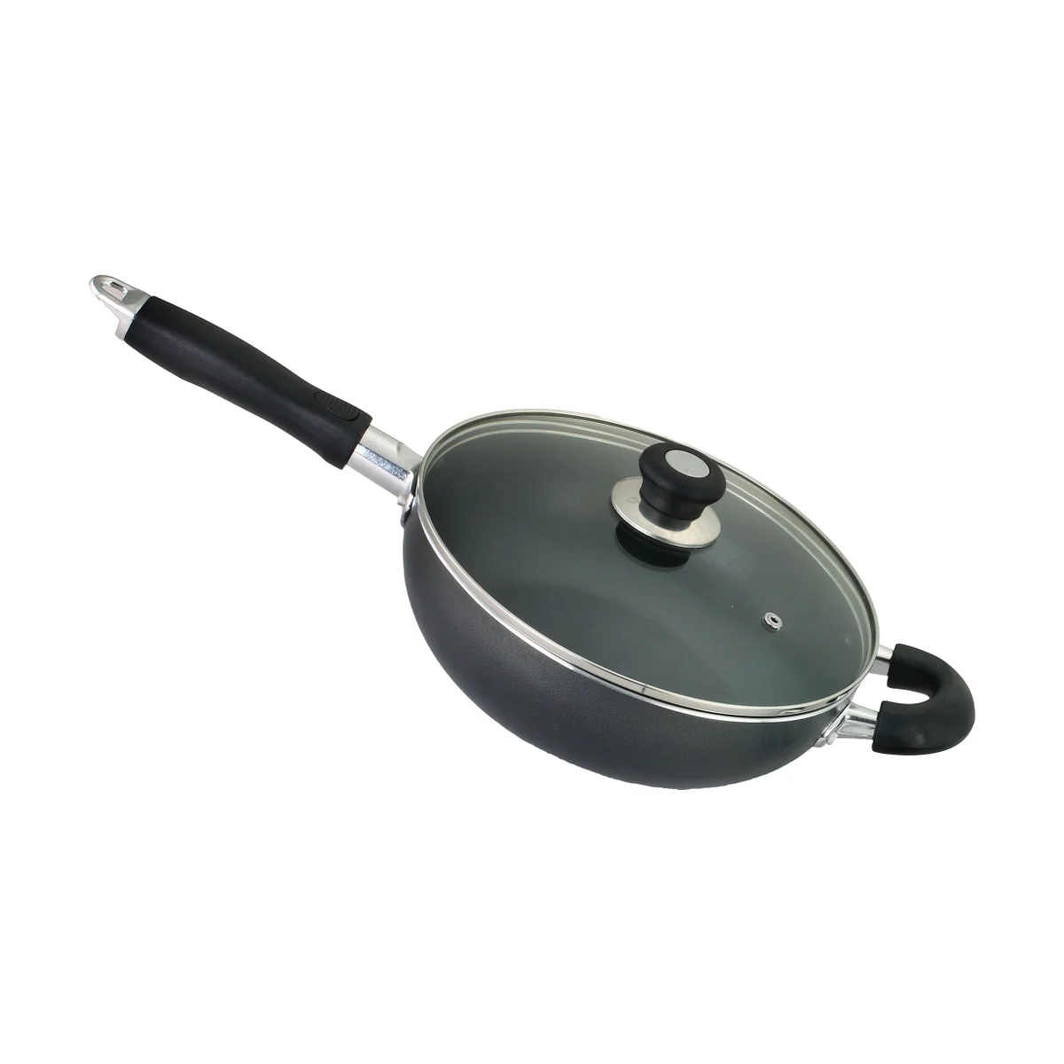 6.5Qt Non-stick Wok with Handle and Glass Lid (6)