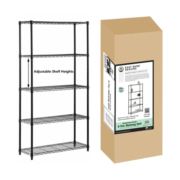 Black - KD 5-Tier Shelving Unit (1)