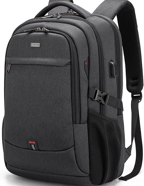 DUSLANG 17 Inch Laptop Backpack for Travel Water Resistant College Backpack for Men/Women Laptop Bag with USB Charging Port,Black