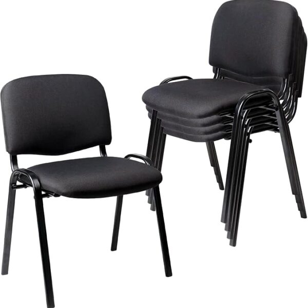 Waiting Room Chairs Fabric Black Reception Chair Metal with Thickened Seat Back Cushion for Waiting Conference Room Guest Stool