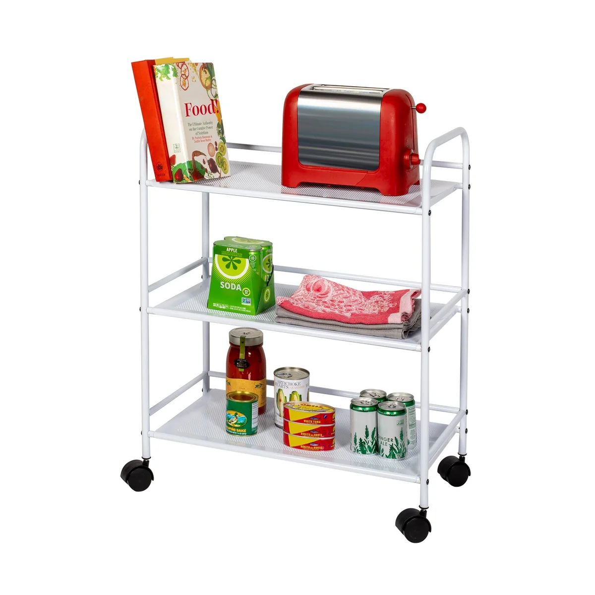 White - 3-Shelf Rolling Utility Cart (3)