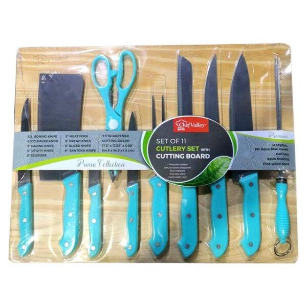 11 PCS KNIFE BOARD SET AQUA -6