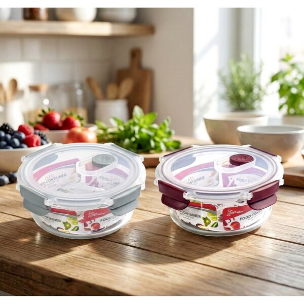 ROUND GLAS FOODCONTNRW/VENT LID 22OZ-24