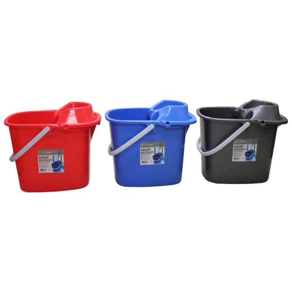 18 QUART HEAVY DUTY MOP BUCKET PLASTIC HANDLE WITH WHEELS - 12
