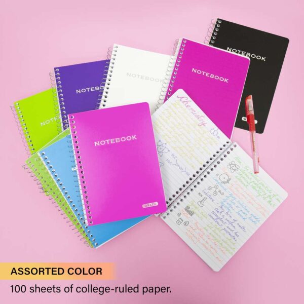 BAZIC NOTEBOOK SPIRAL 150CT "4 X 5.5' POLY DSGN ASST CLR #5460