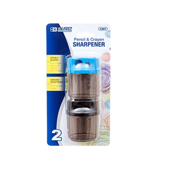 BAZIC PENCIL SHARPENER 2PC ROUND DUAL BLADE