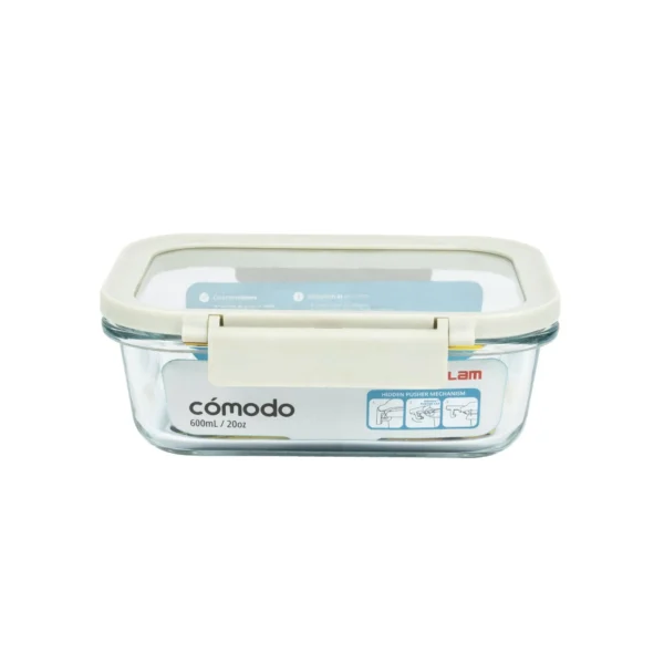 COMODO GLASS 20 OZ RECTANGULAR FOOD STORAGE WHITE LID