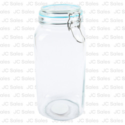 HERMETIC GLASS JAR W/CLIP ASST COLORS 50.7 OZ