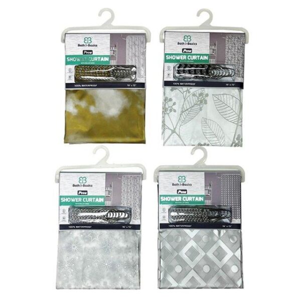 PEVA SHOWER CURTAIN W ROLLER RINGS-24