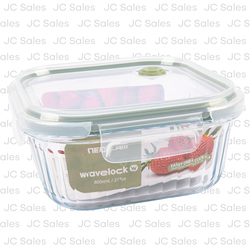 WAVY GLASS 27 OZ SQUARE FOOD STORAGE DARK GREEN VENT