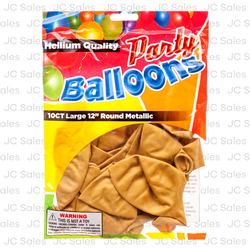 BALLOON METALLIC YELLOW 12" 10CT