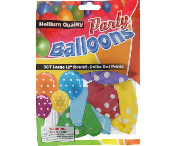 BALLOON POLKADOT 5 CT ASST CLR