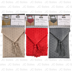 FABRIC BASKET WEAVE TABLE RUNNER ASST 12X72"