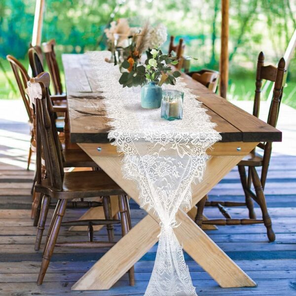 FABRIC LACE TABLE RUNNER ASST CLRS