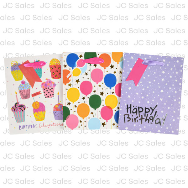 HAPPY BIRTHDAY GIFT BAG ASST DESIGNS MED